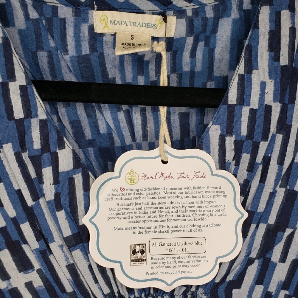 Mata Traders NWT All Gathered Up Dress Blue 3/4 Sleeve Size Small - Picture 5 of 6